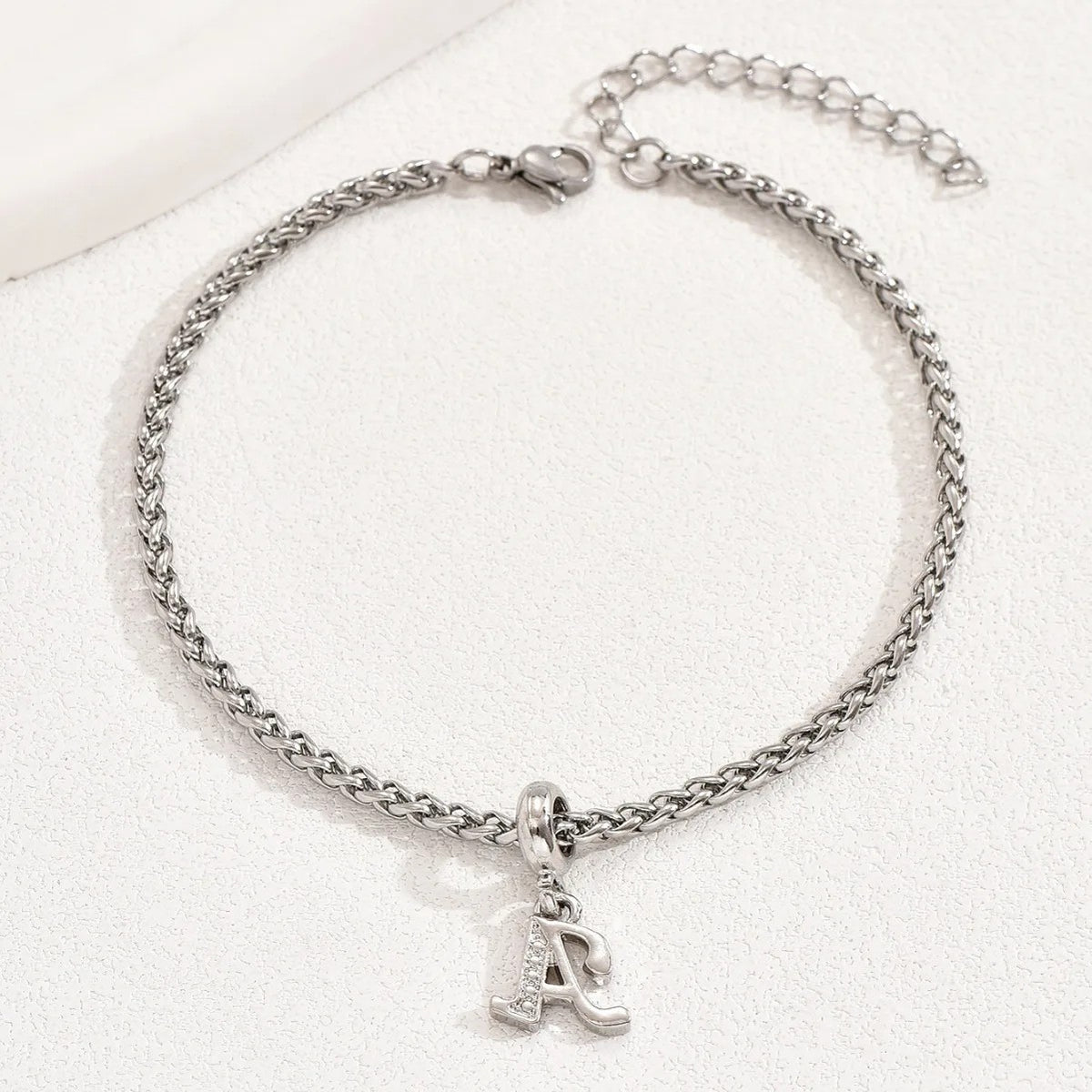 Crystal Initial Rope Chain Bracelet