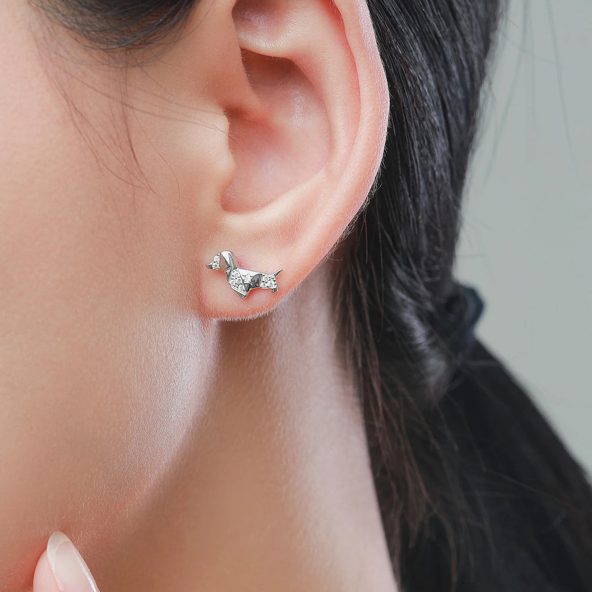 Crystal Dachshund Stud Earrings