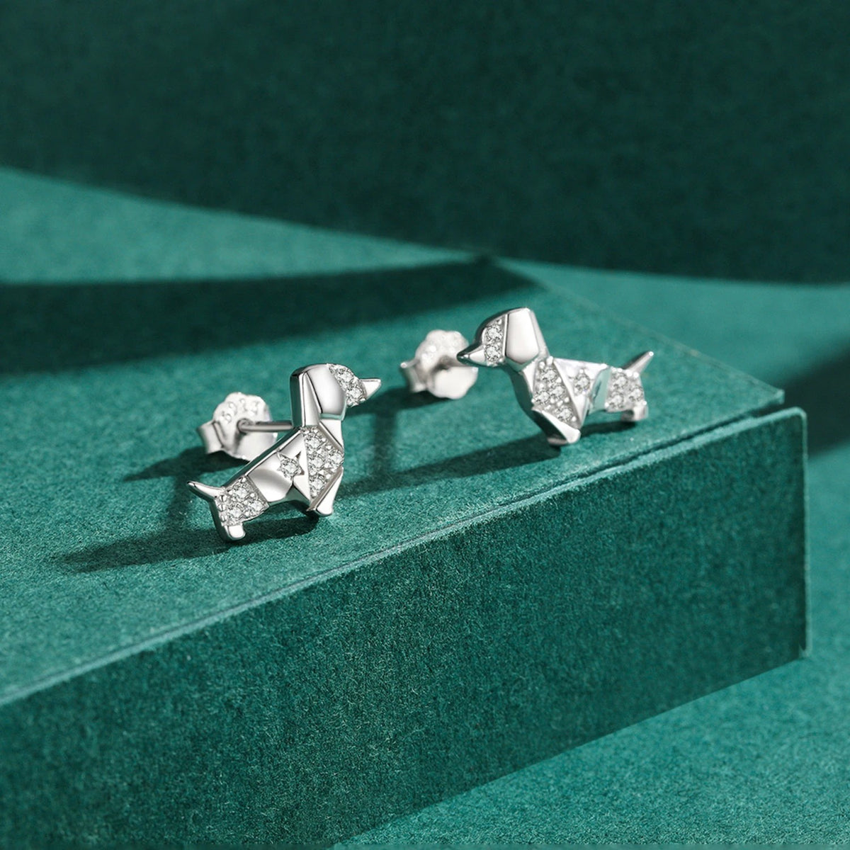 Crystal Dachshund Stud Earrings