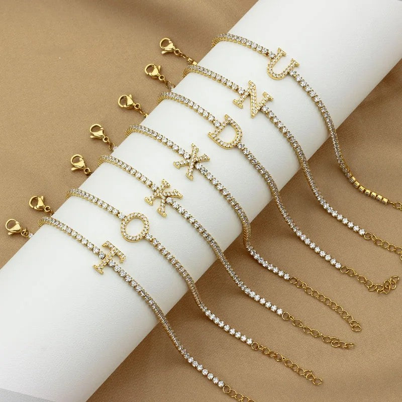 Crystal Initial Tennis Bracelet