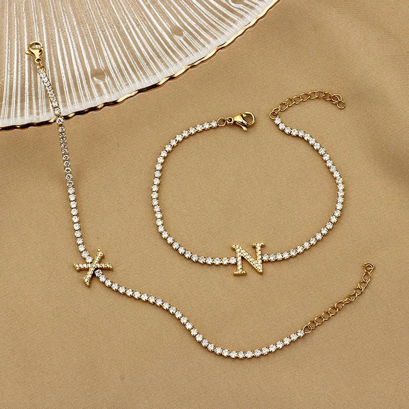 Crystal Initial Tennis Bracelet