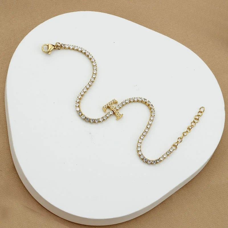 Crystal Initial Tennis Bracelet