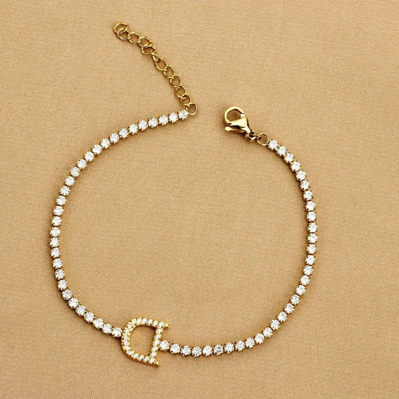 Crystal Initial Tennis Bracelet