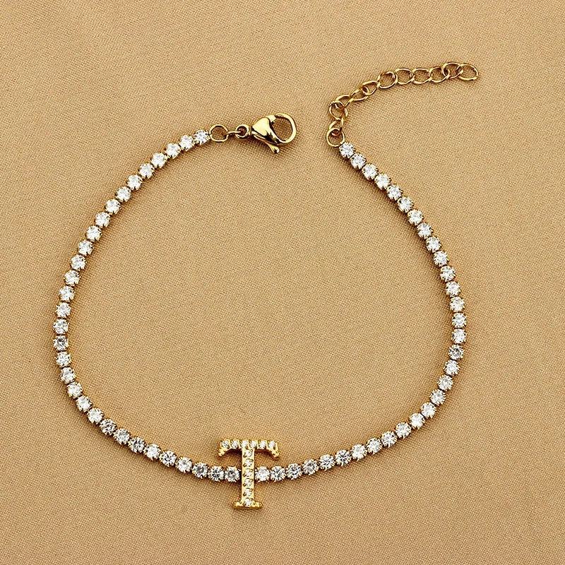 Crystal Initial Tennis Bracelet