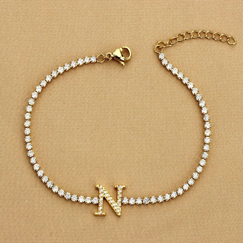 Crystal Initial Tennis Bracelet