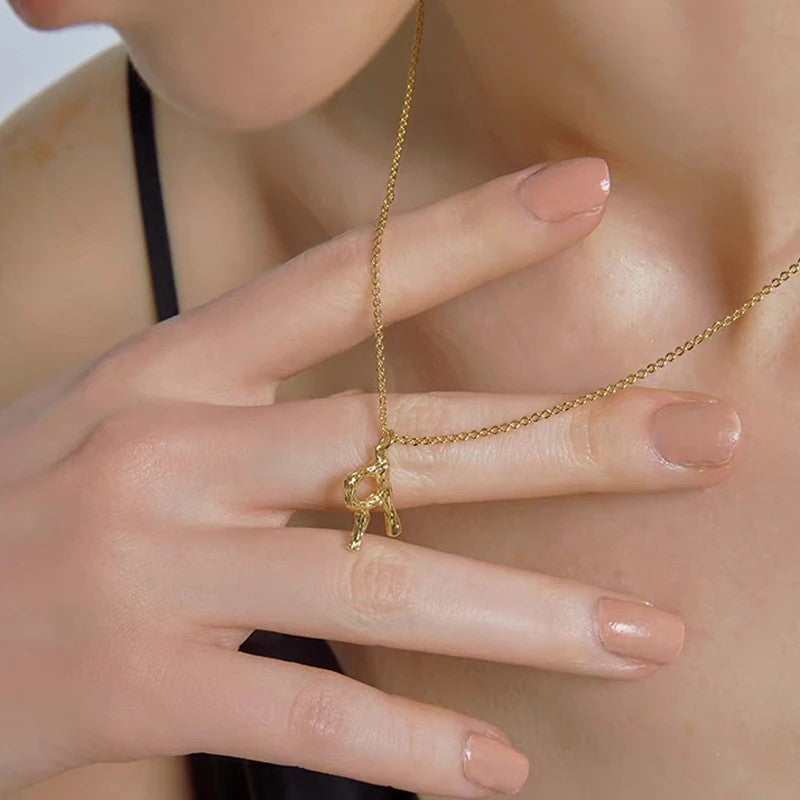 Bamboo Initial Pendant Necklace