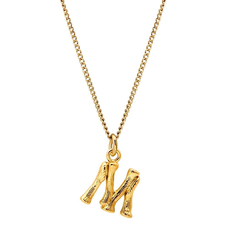 Bamboo Initial Pendant Necklace