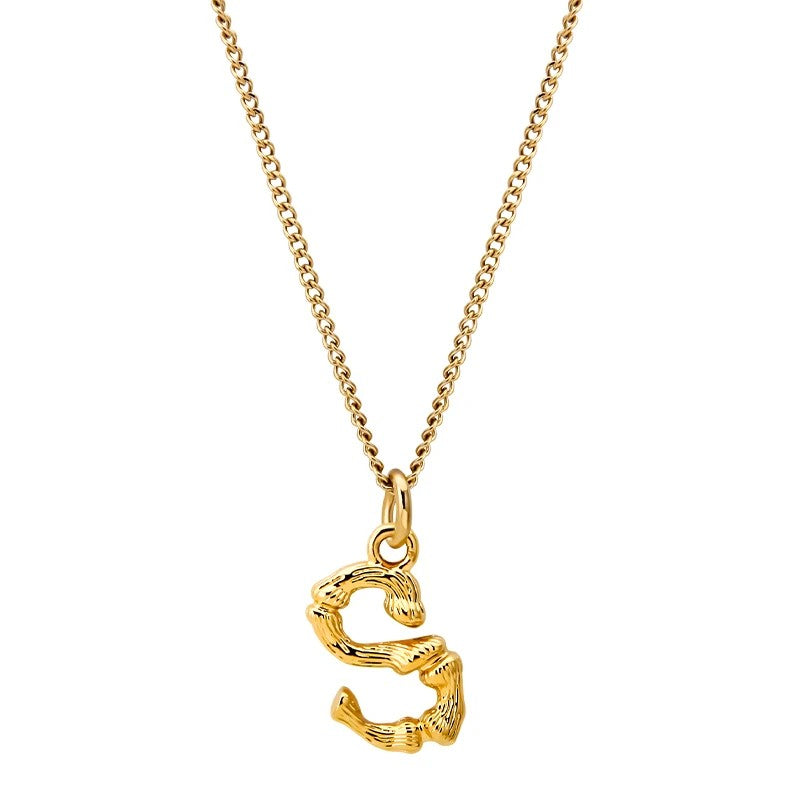 Bamboo Initial Pendant Necklace