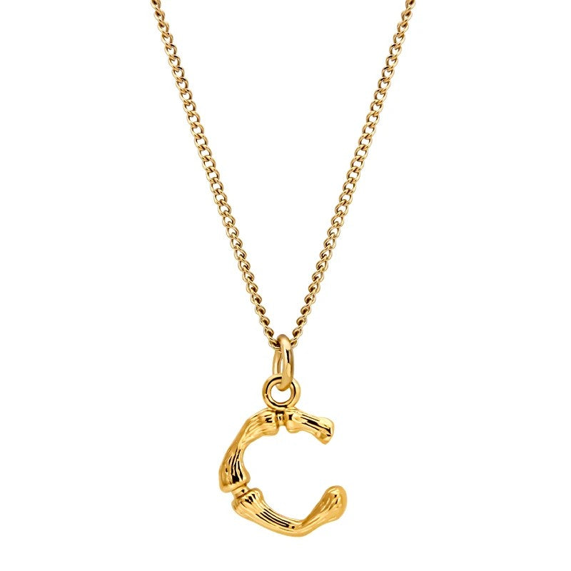 Bamboo Initial Pendant Necklace