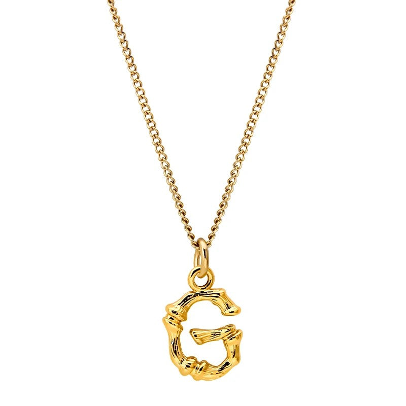 Bamboo Initial Pendant Necklace