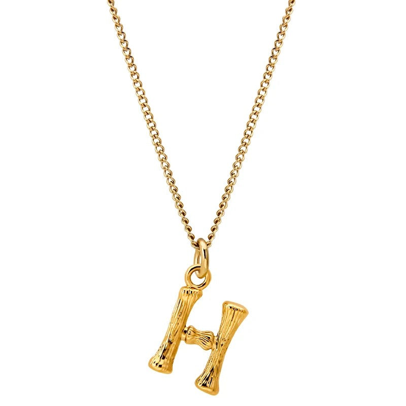 Bamboo Initial Pendant Necklace
