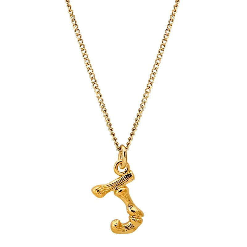 Bamboo Initial Pendant Necklace
