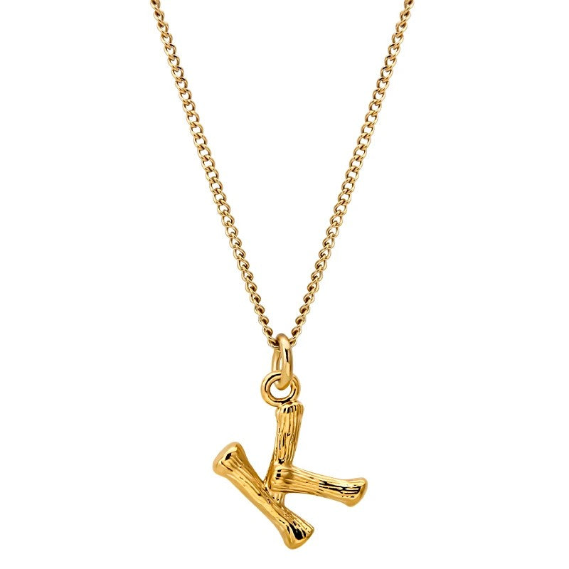 Bamboo Initial Pendant Necklace