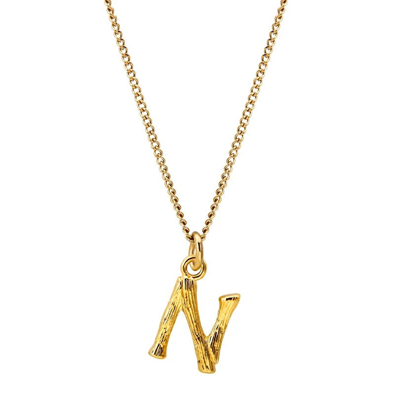 Bamboo Initial Pendant Necklace