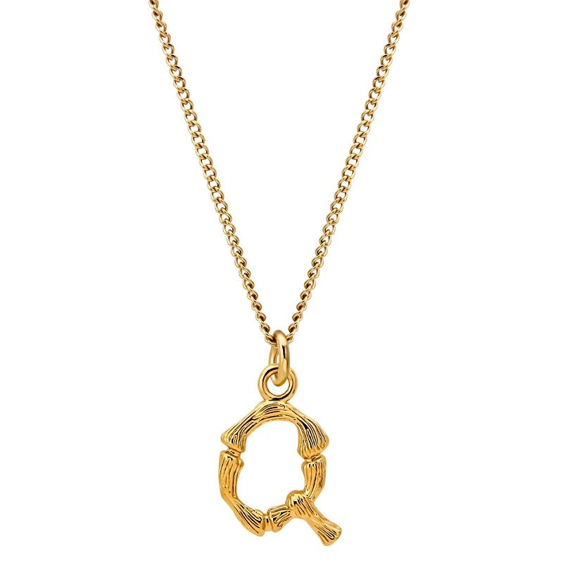 Bamboo Initial Pendant Necklace
