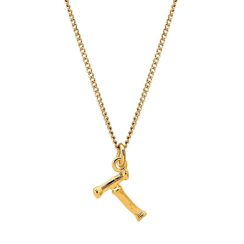 Bamboo Initial Pendant Necklace