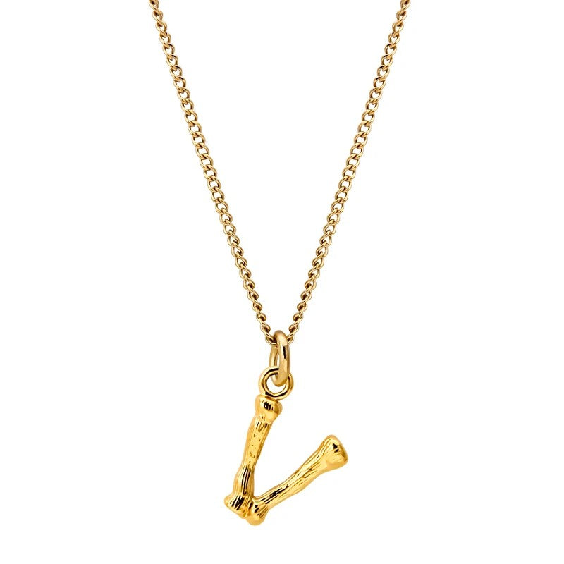 Bamboo Initial Pendant Necklace