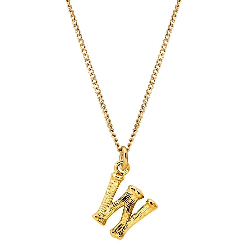 Bamboo Initial Pendant Necklace