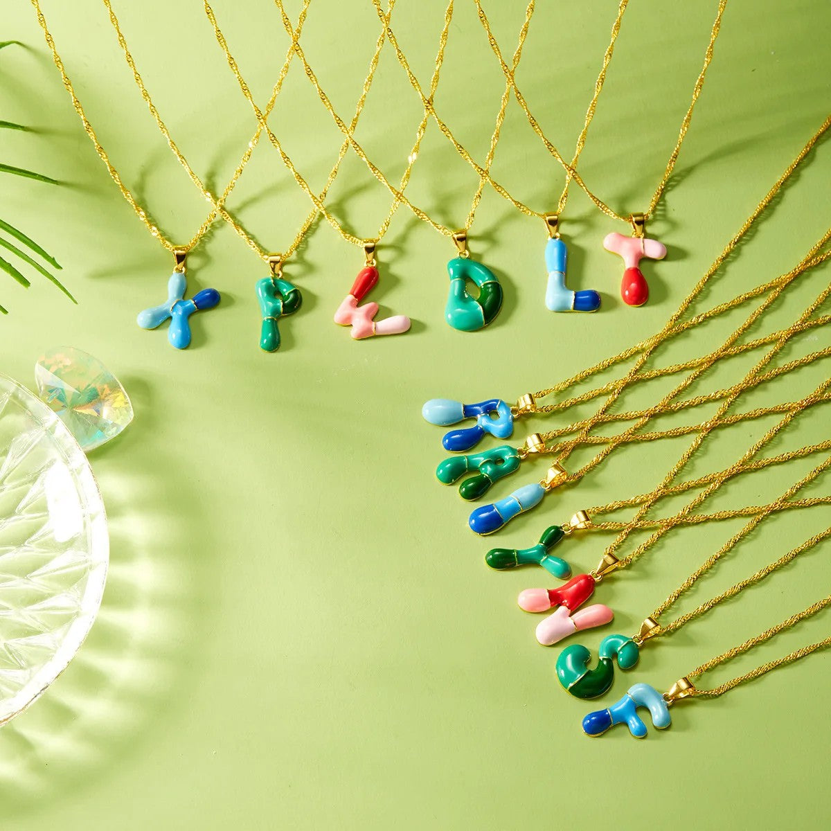 Colorful Puffy Initial Necklace