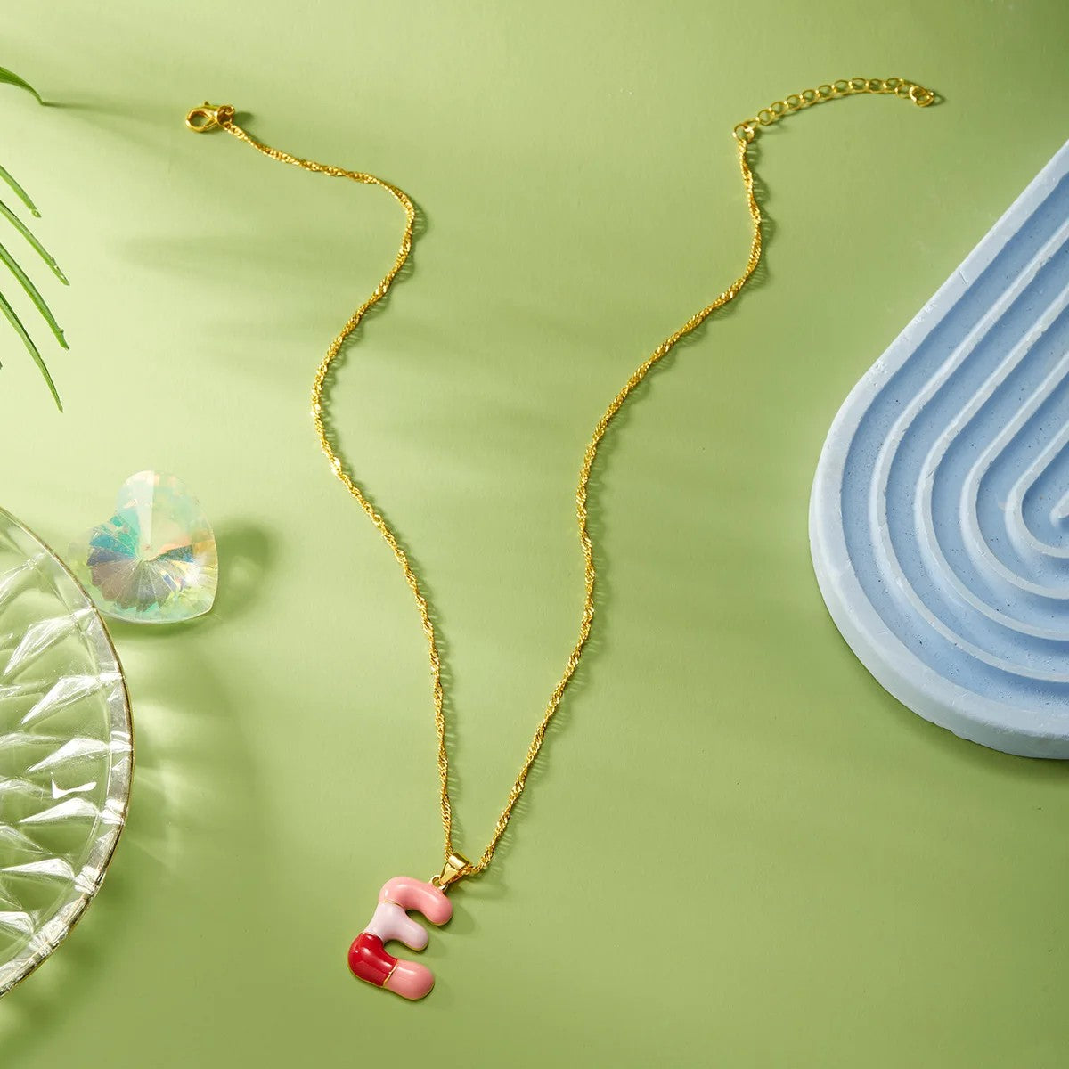 Colorful Puffy Initial Necklace