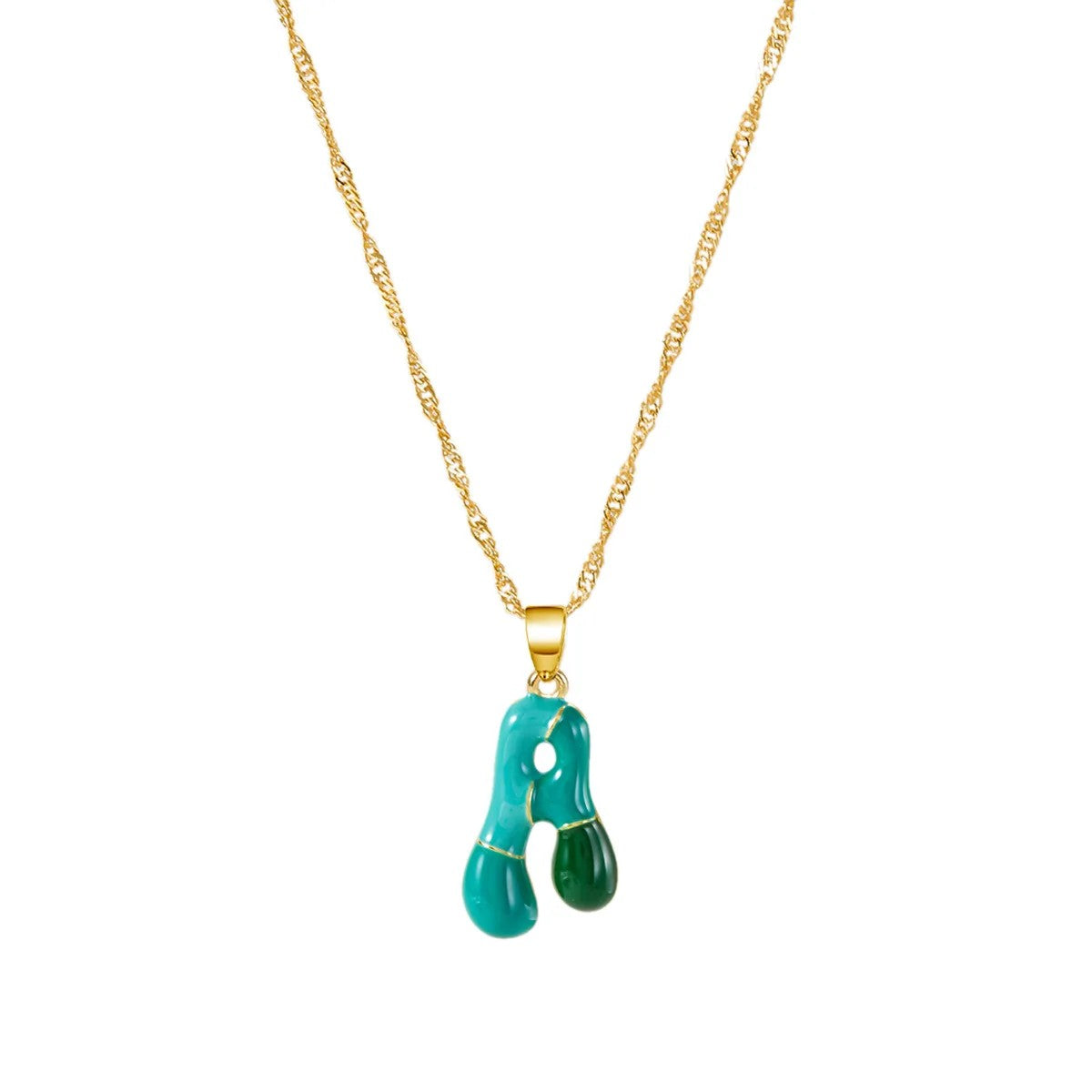 Colorful Puffy Initial Necklace