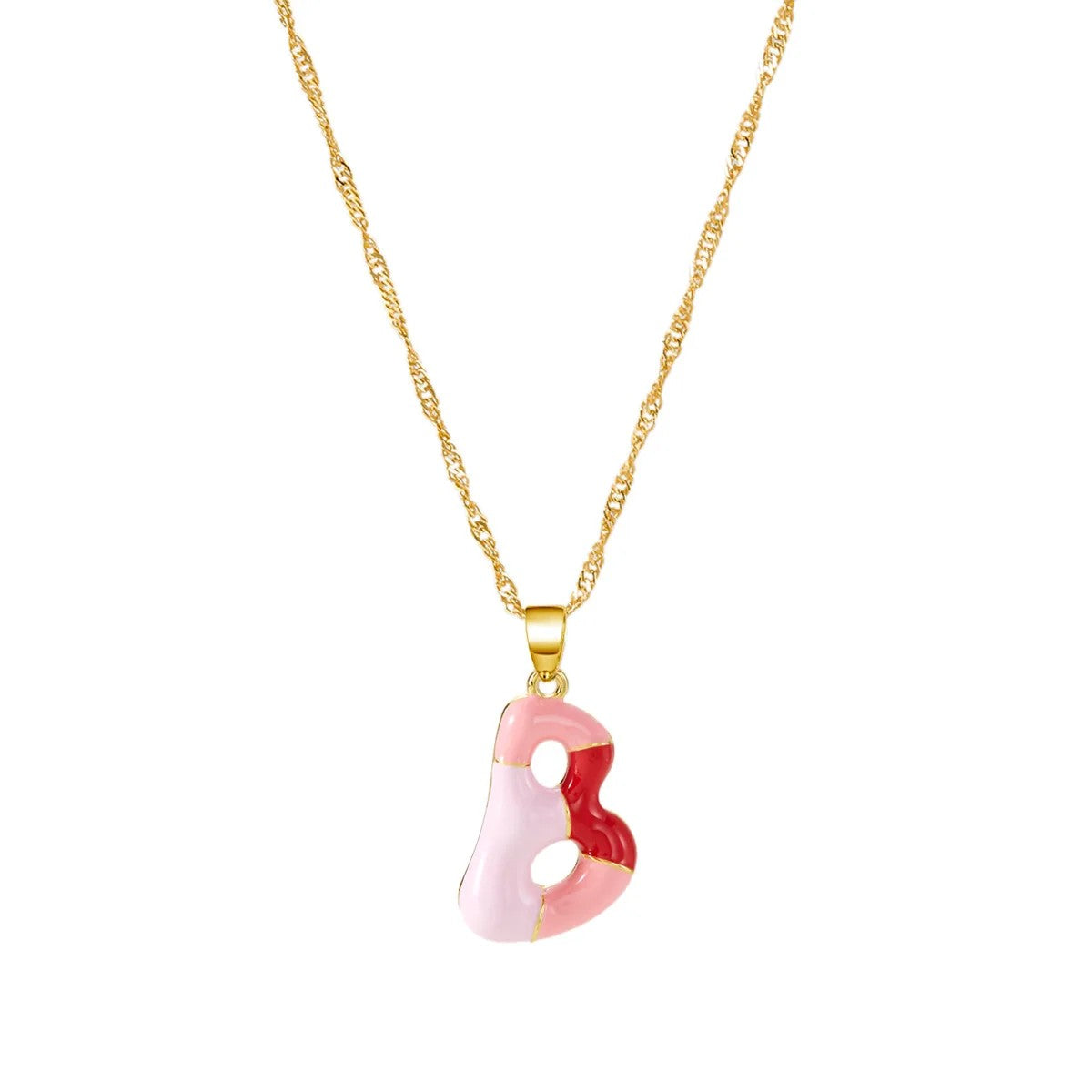 Colorful Puffy Initial Necklace