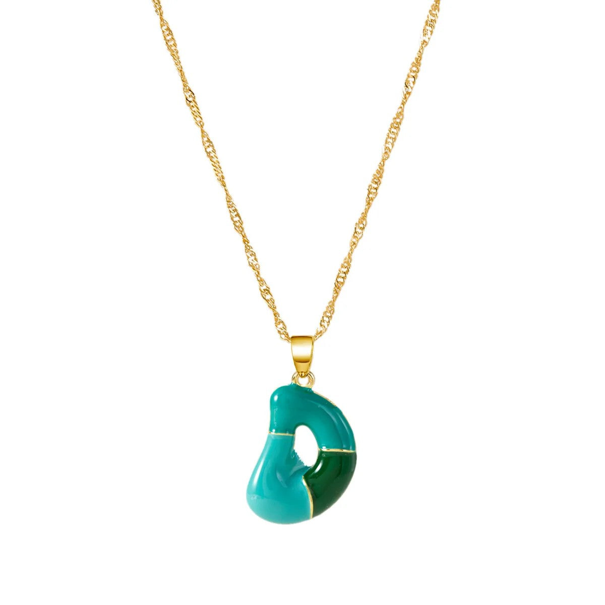 Colorful Puffy Initial Necklace