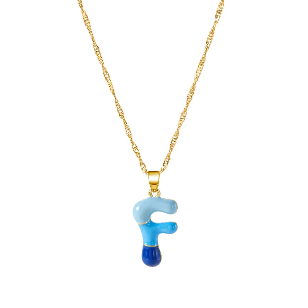 Colorful Puffy Initial Necklace