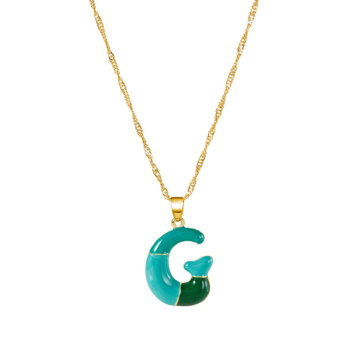 Colorful Puffy Initial Necklace