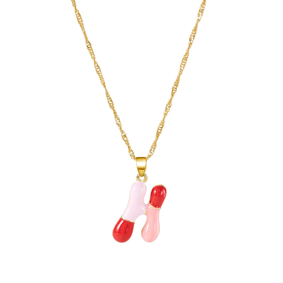 Colorful Puffy Initial Necklace