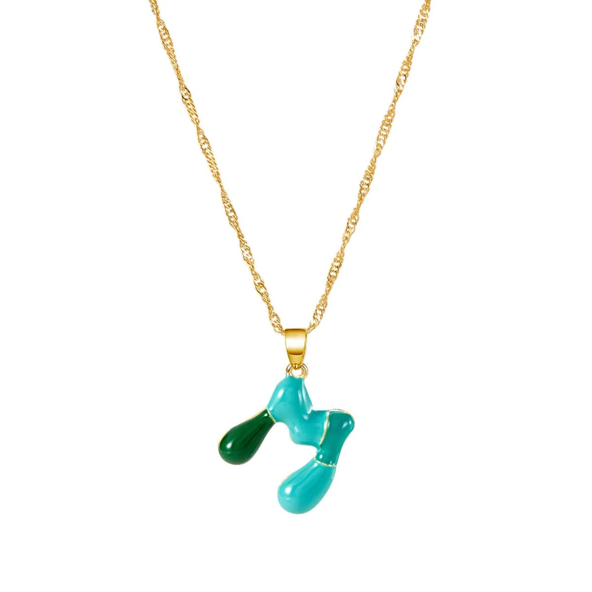 Colorful Puffy Initial Necklace