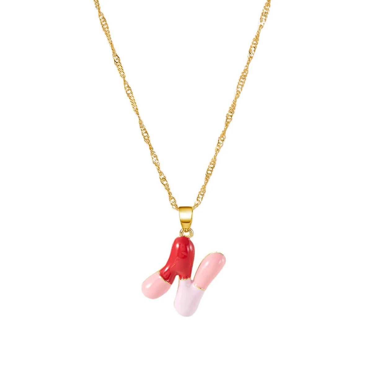 Colorful Puffy Initial Necklace