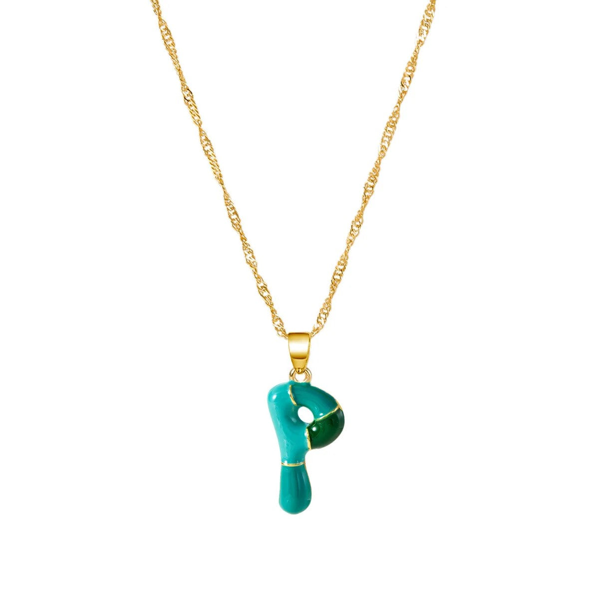 Colorful Puffy Initial Necklace