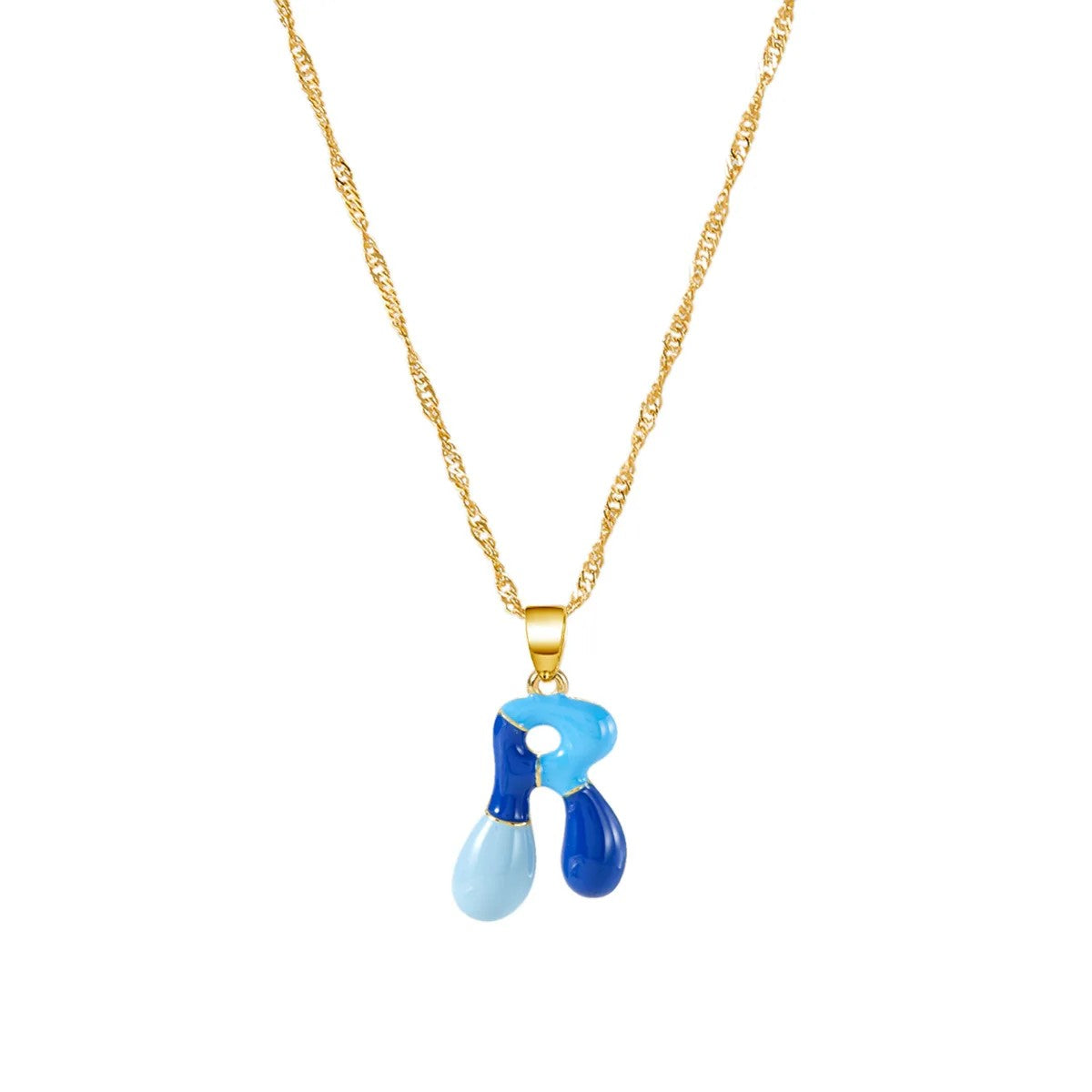 Colorful Puffy Initial Necklace