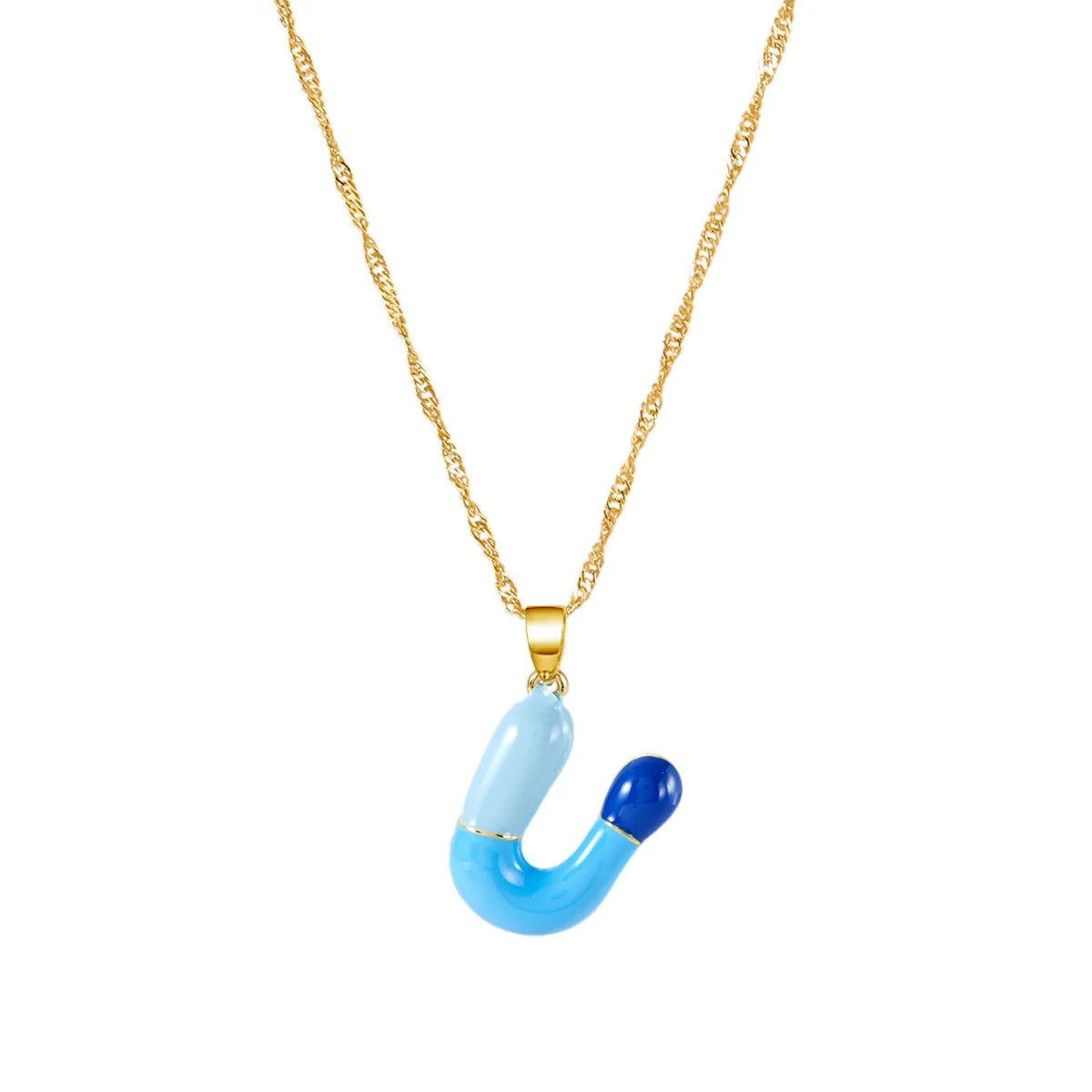 Colorful Puffy Initial Necklace