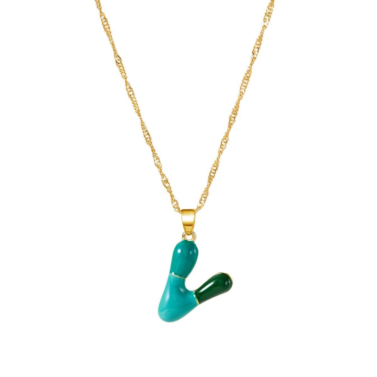 Colorful Puffy Initial Necklace