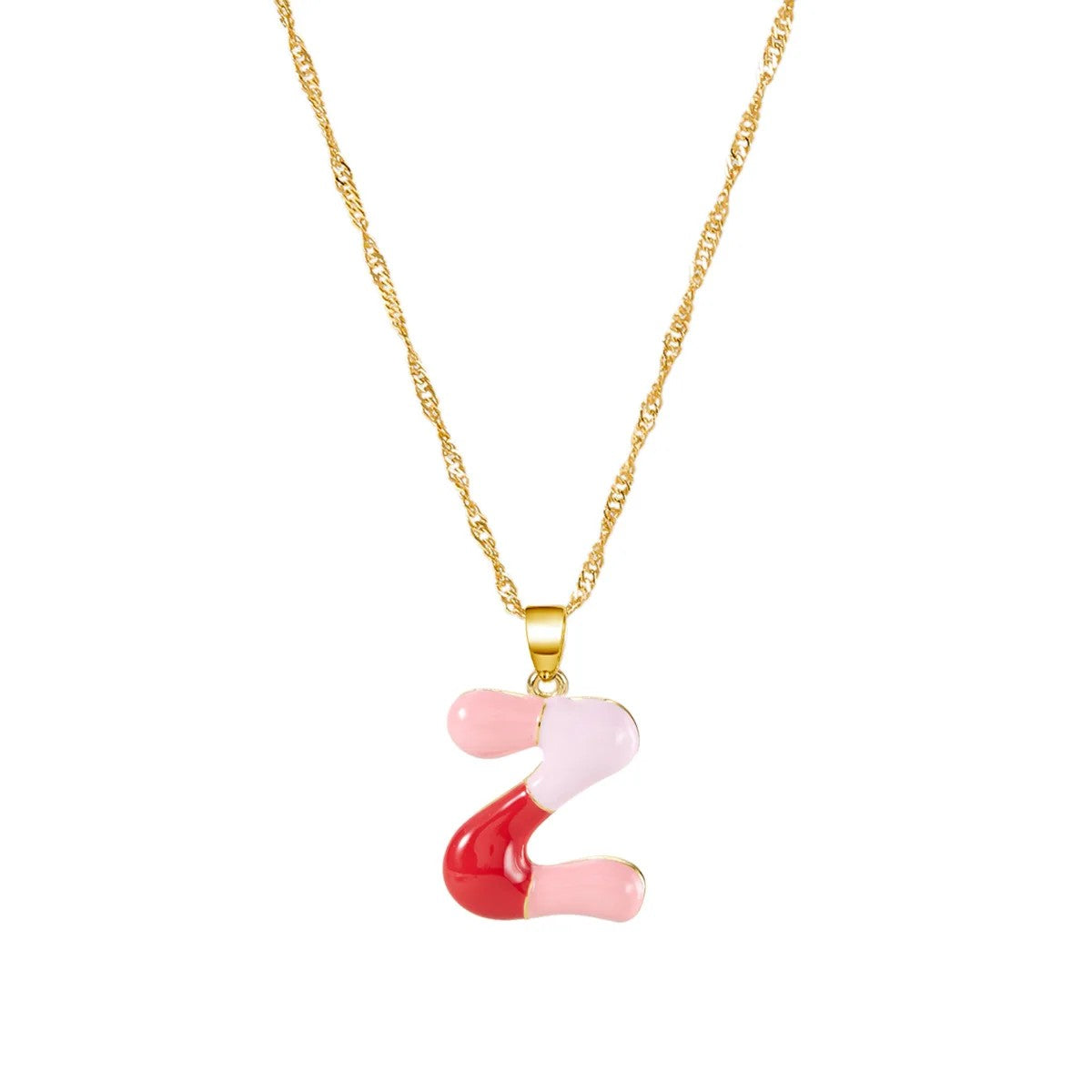 Colorful Puffy Initial Necklace