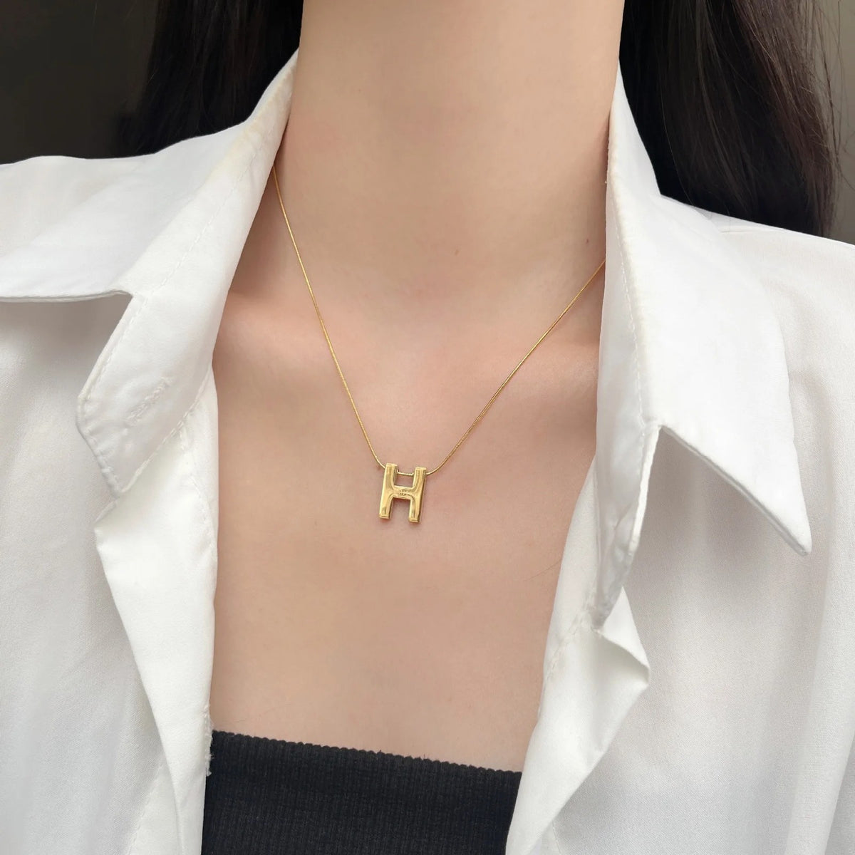 H Letter Charm Necklace