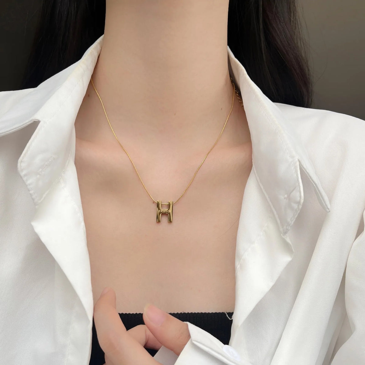 H Letter Charm Necklace