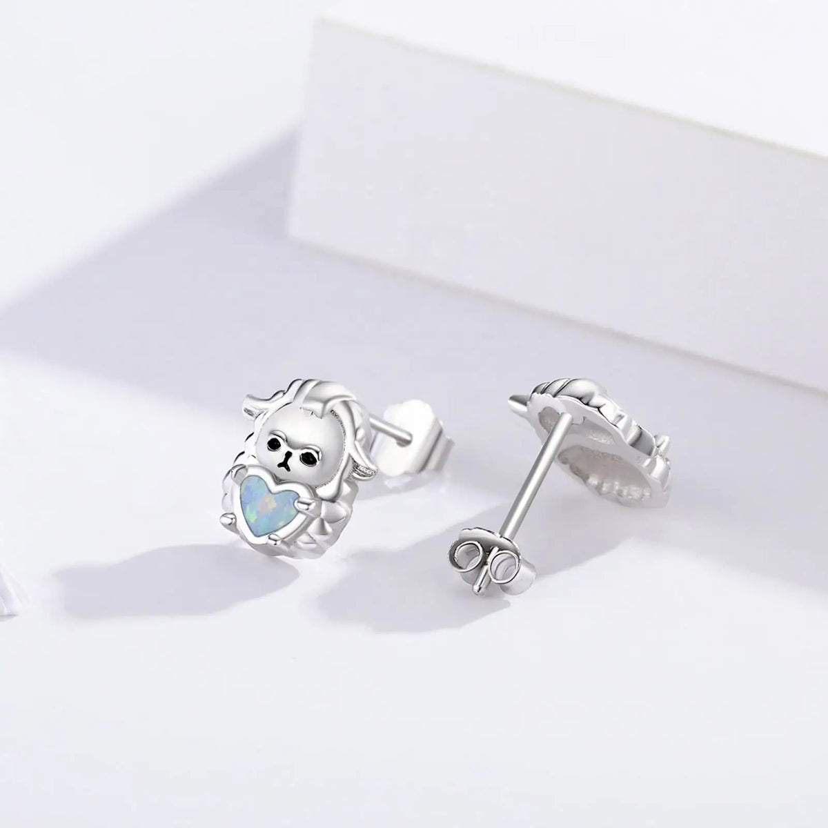 Sheep Heart Opal Stud Earrings