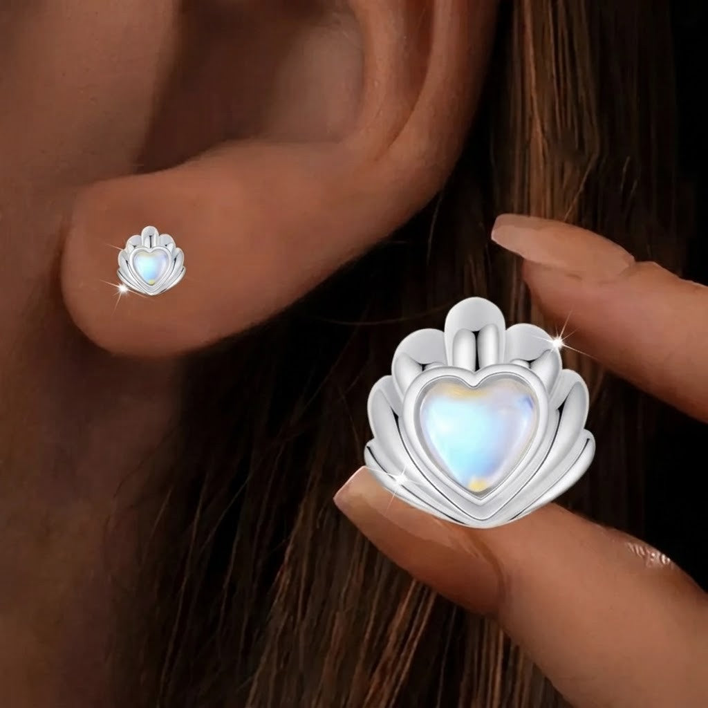 Bear Heart Crystal Stud Earrings