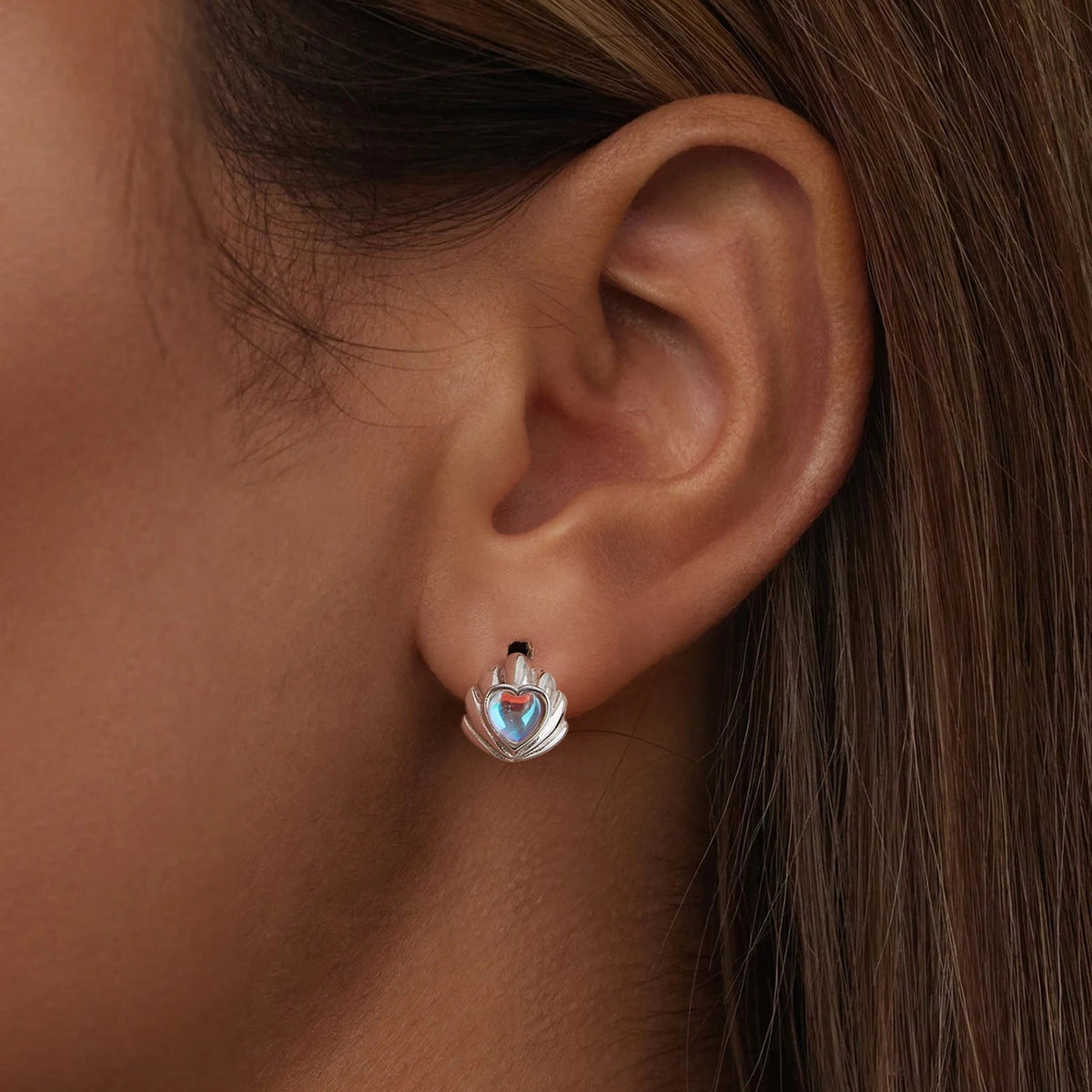 Bear Heart Crystal Stud Earrings