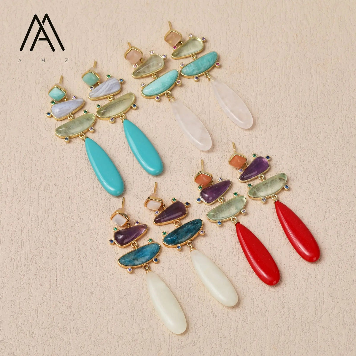 Colorful Gemstone Drop Earrings
