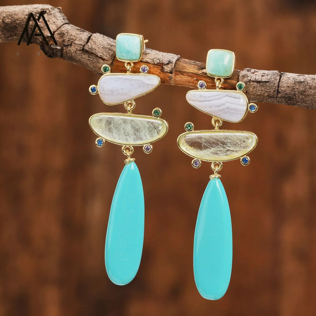 Colorful Gemstone Drop Earrings