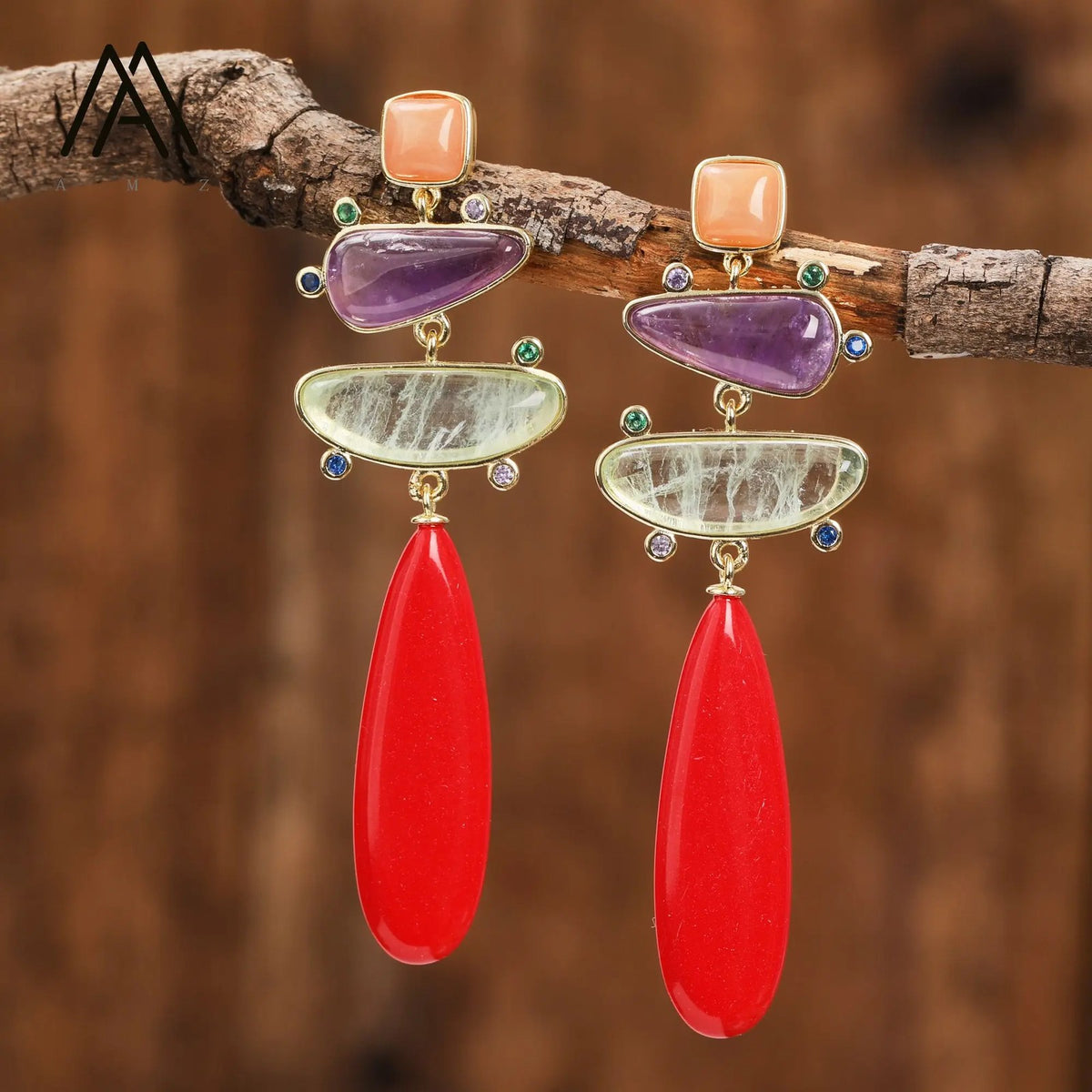 Colorful Gemstone Drop Earrings
