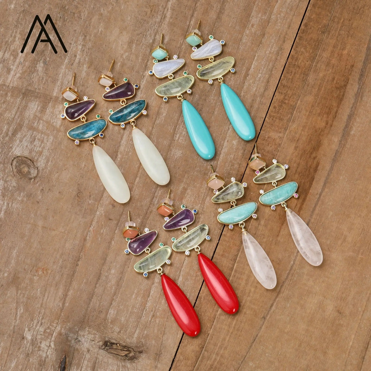 Colorful Gemstone Drop Earrings