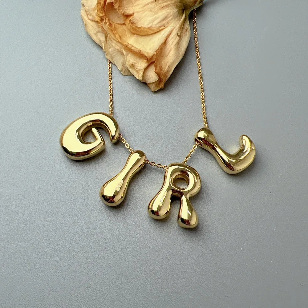 Red Enamel Initial W Necklace