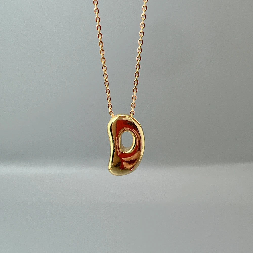 Red Enamel Initial W Necklace