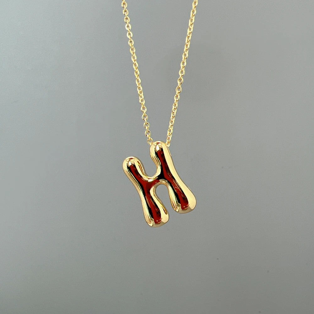 Red Enamel Initial W Necklace