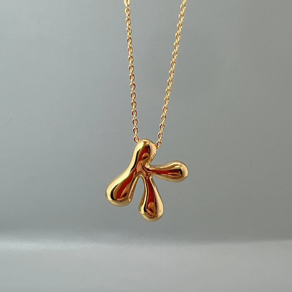 Red Enamel Initial W Necklace